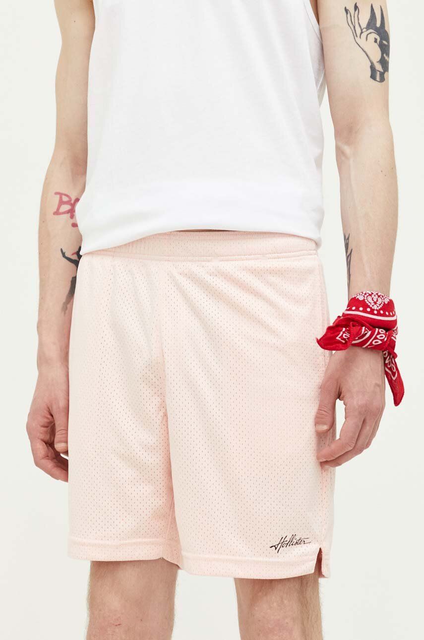 Kraťasy Hollister Co. pánské, růžová barva - růžová -  100 % Polyester