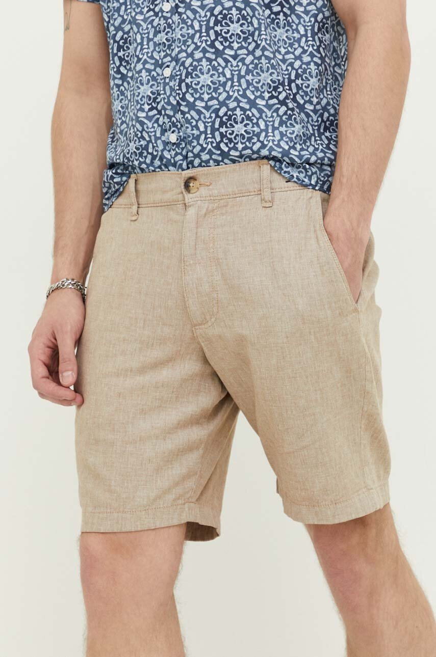 

Къс панталон с лен Hollister Co. в зелено, Зелен