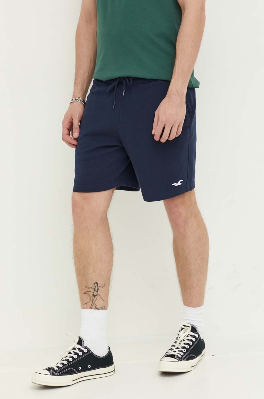 Hollister Co. Pantaloni Scurti Barbati, Culoarea Albastru Marin