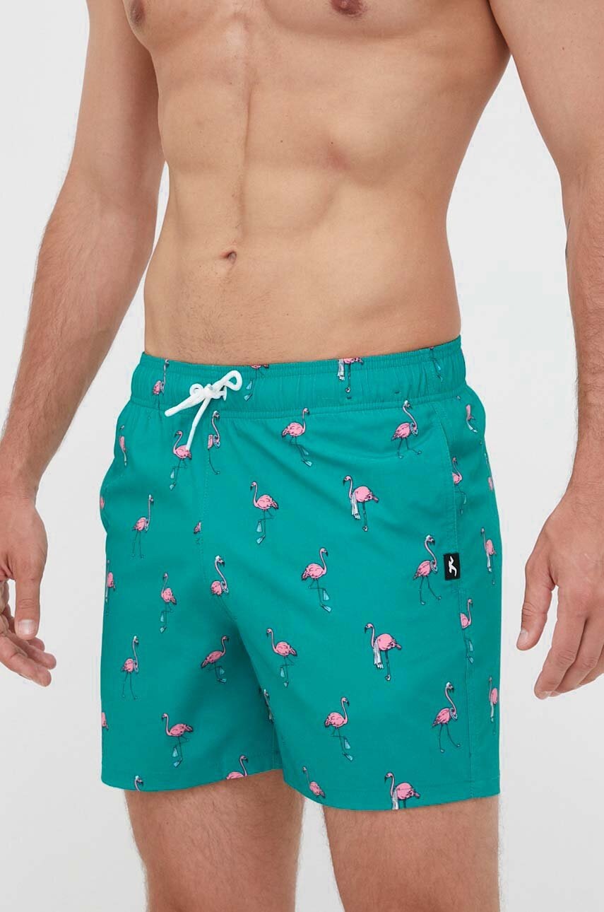 

Плувни шорти Hollister Co. в зелено с десен, Зелен