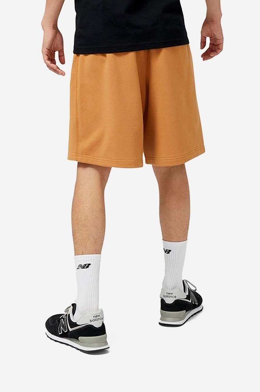 New Balance pantaloni scurți din bumbac culoarea portocaliu