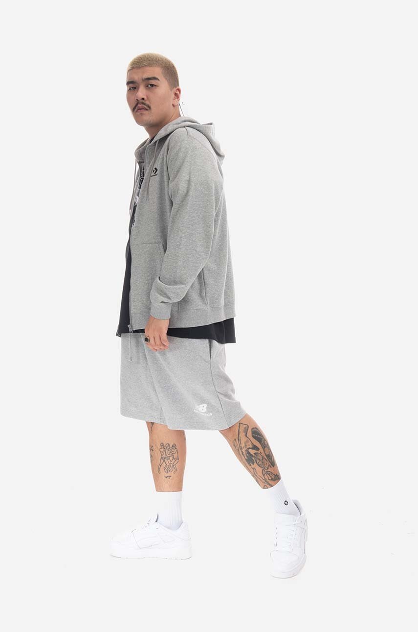 

Къс панталон New Balance в сиво с меланжов десен, Сив