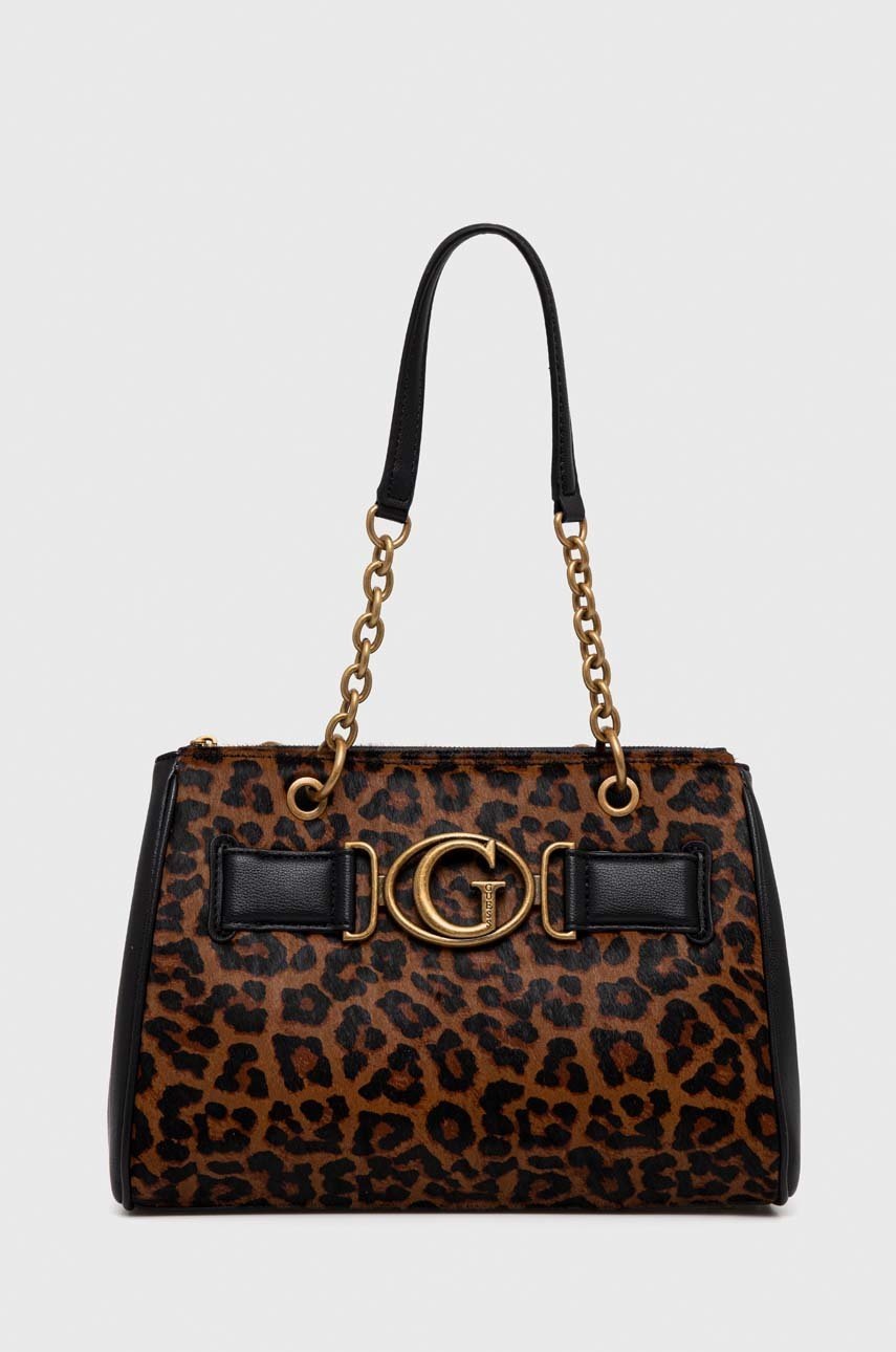 

Кожена чанта Guess в кафяво, Кафяв