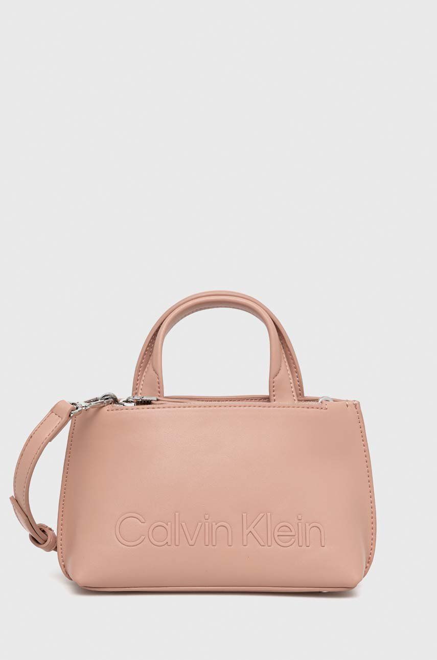 kabelka Calvin Klein růžová barva - růžová -  51 % Polyester