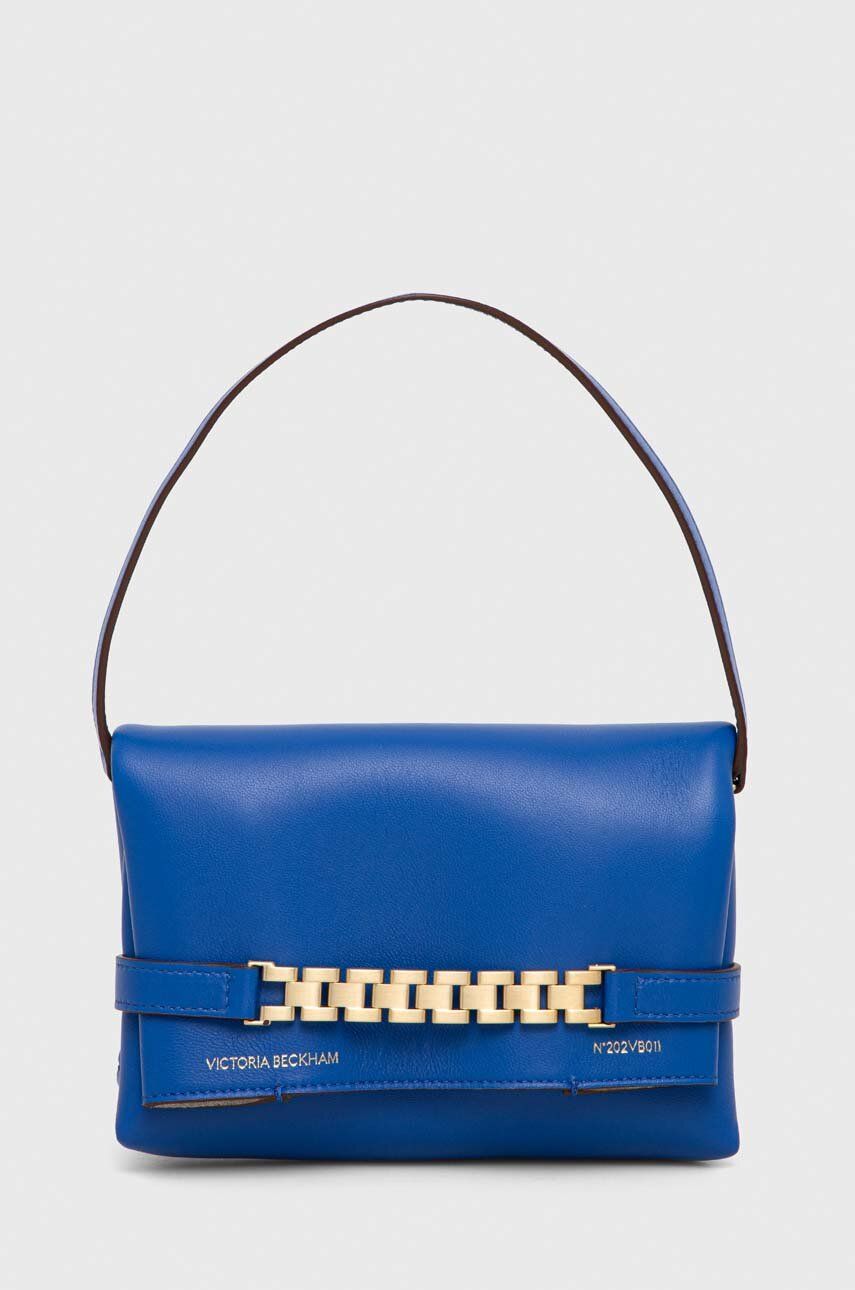 Kožená kabelka Victoria Beckham růžová barva - modrá -  100 % Jehněčí kůže