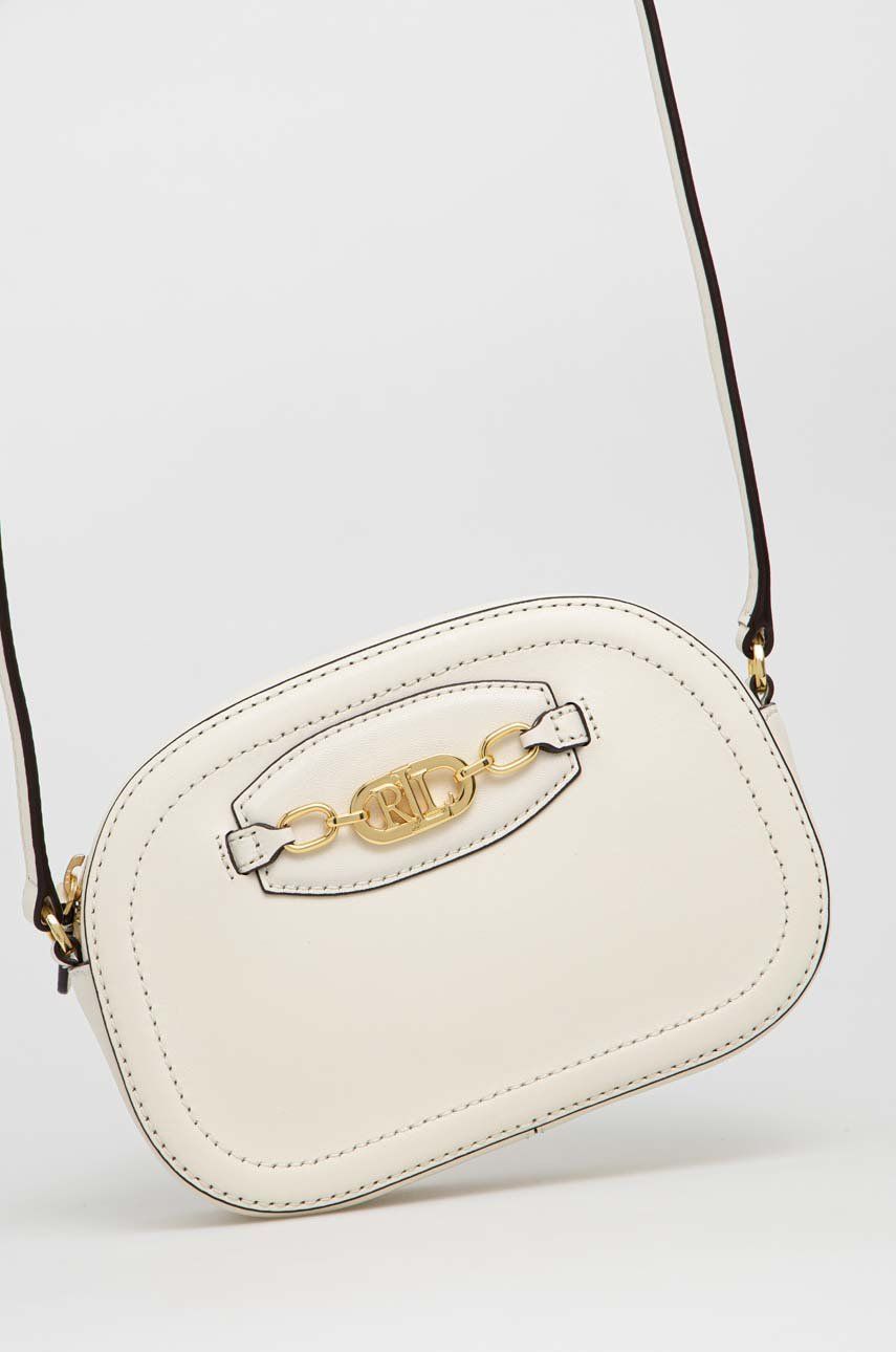 Kožená kabelka Lauren Ralph Lauren béžová barva - béžová -  Hlavní materiál: 100 % Přírodní kůž