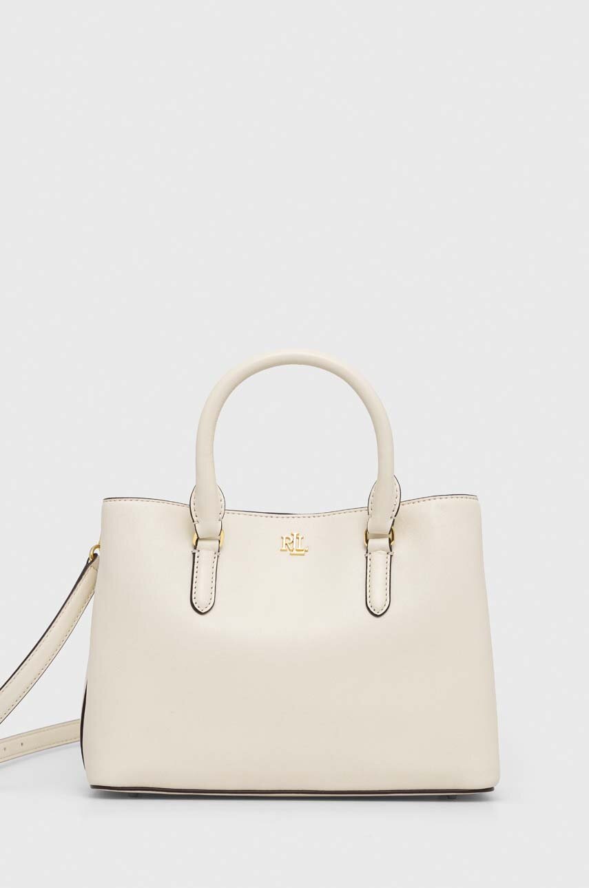 

Кожаная сумочка Lauren Ralph Lauren цвет бежевый