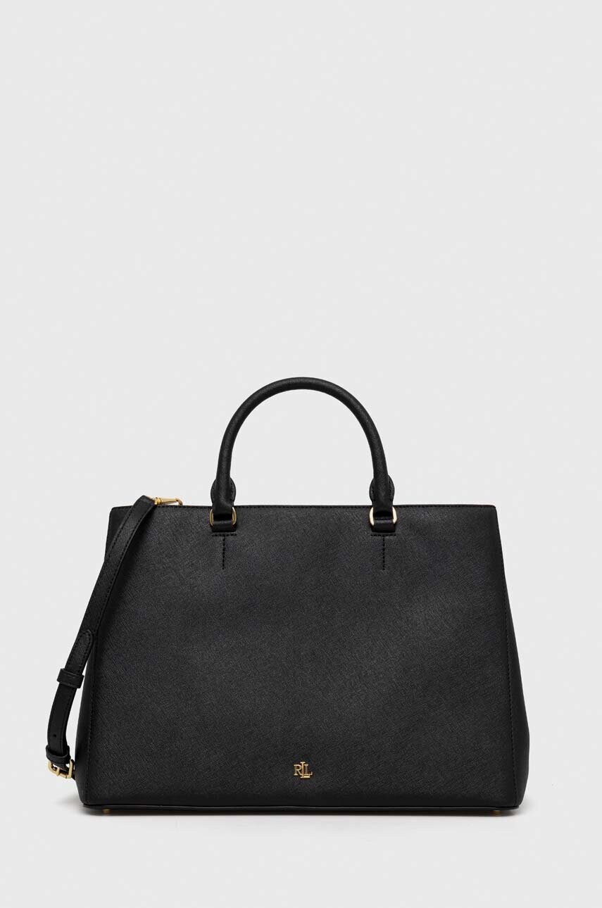 Levně Kožená kabelka Lauren Ralph Lauren černá barva, 431898556