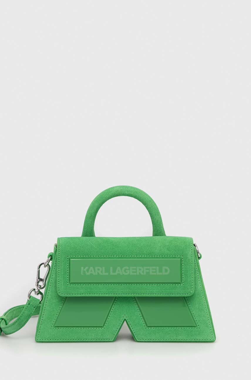 Karl Lagerfeld geanta de mana din piele intoarsa culoarea verde