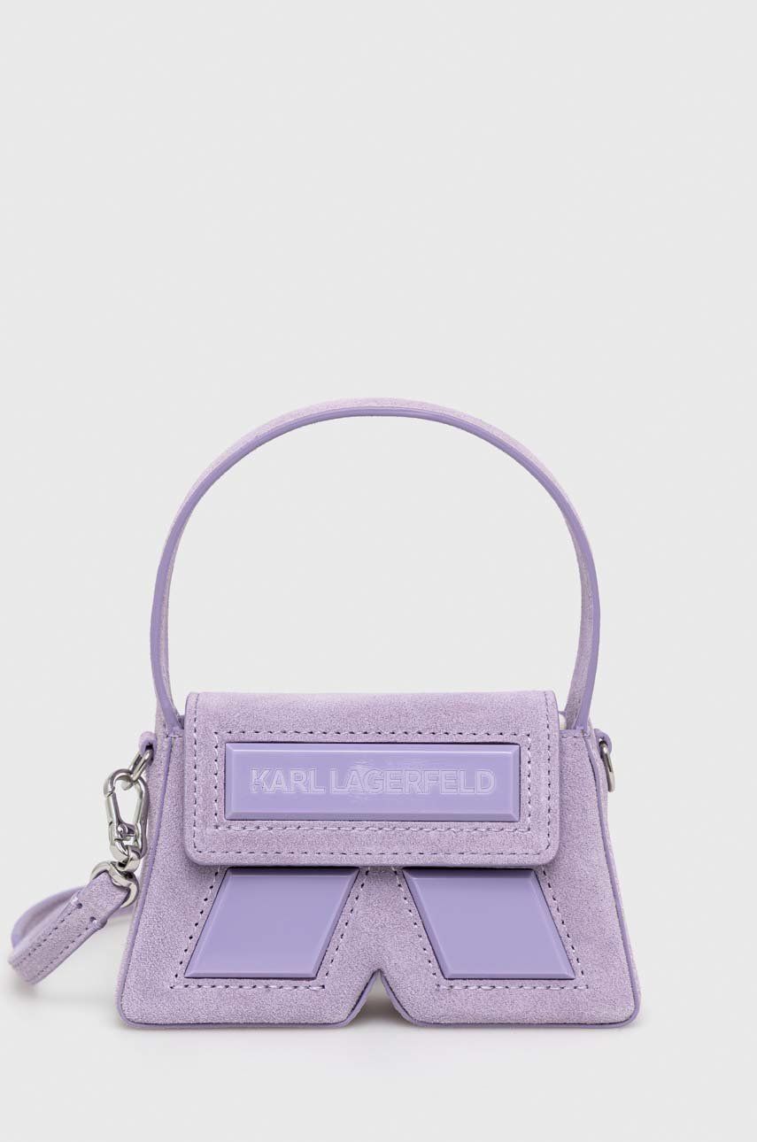 Karl Lagerfeld geanta de mana din piele intoarsa culoarea violet Accesorii imagine noua 2022