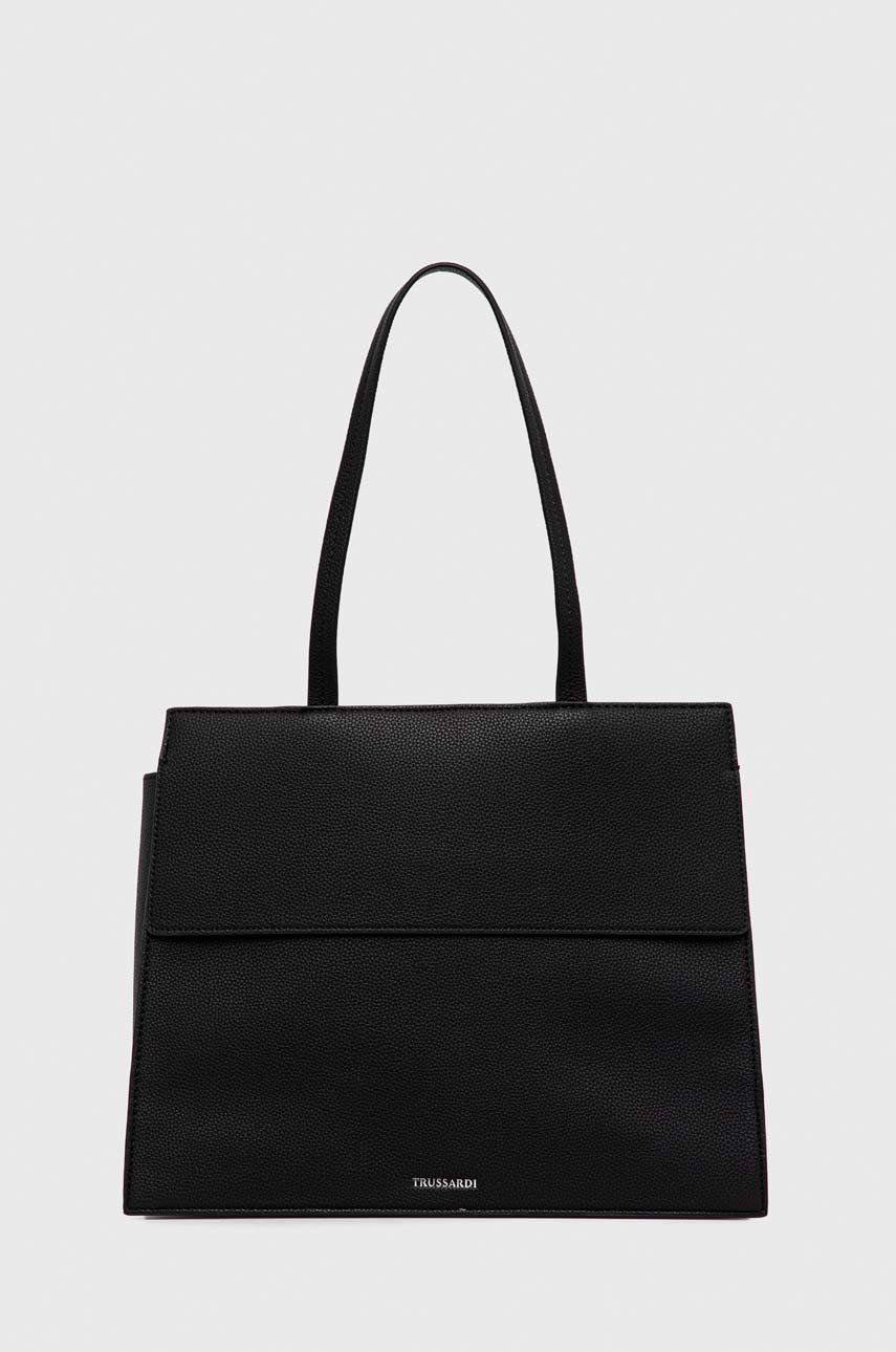 Trussardi poseta culoarea negru 2023 ❤️ Pret Super answear imagine noua 2022