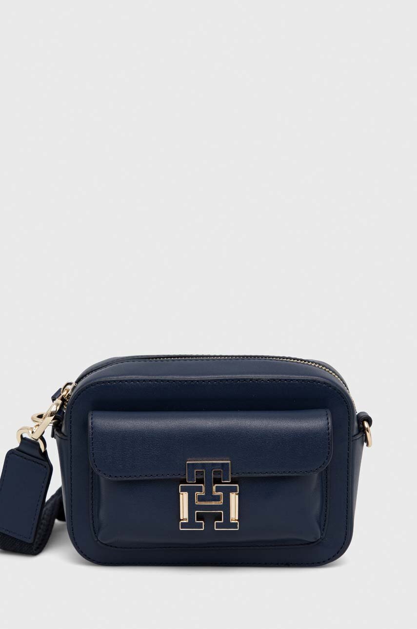 

Кожена чанта Tommy Hilfiger в тъмносиньо, Тъмносин