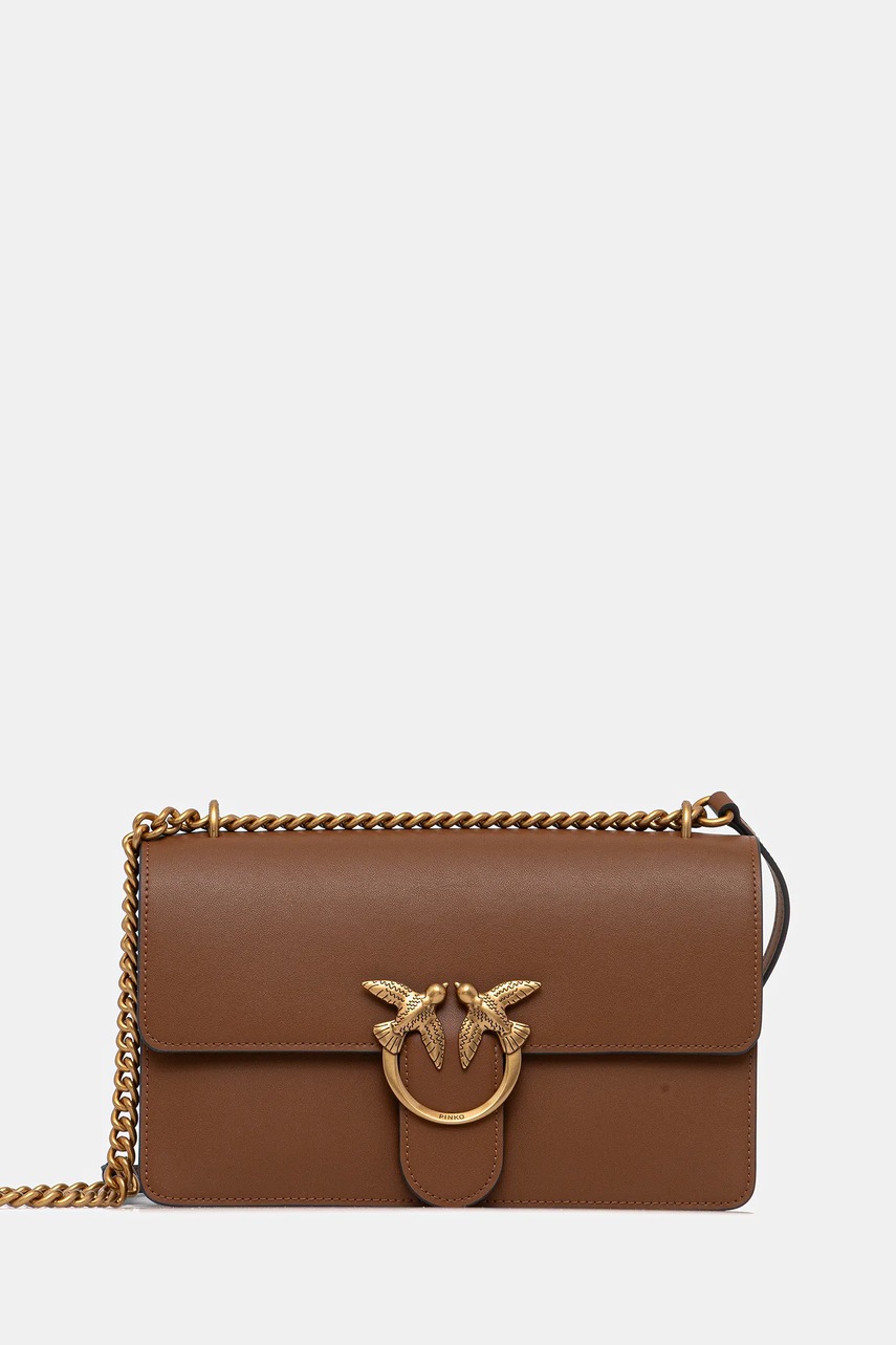 Δερμάτινη τσάντα Pinko χρώμα: μπλε, 100941 A0F1