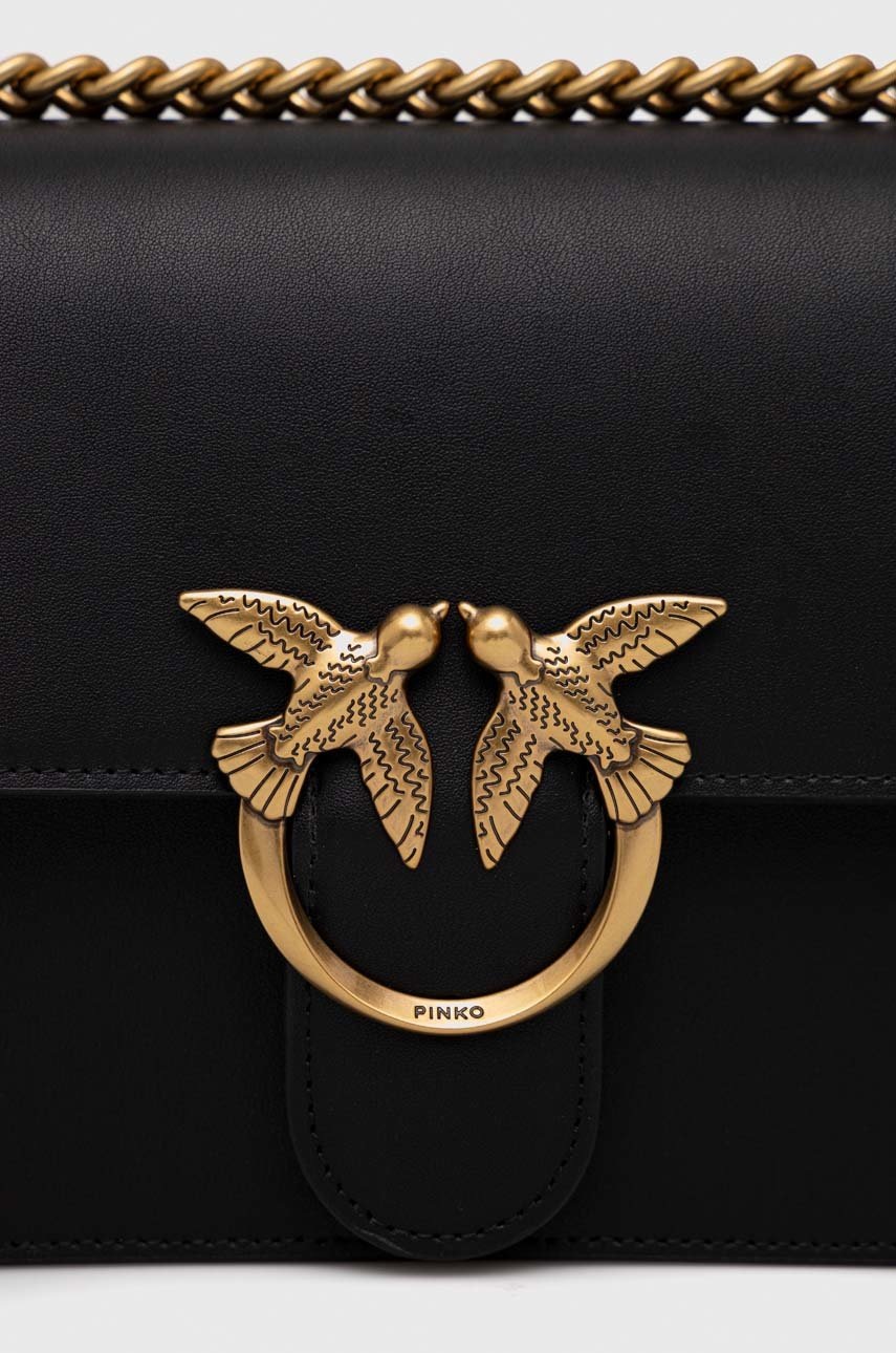 Δερμάτινη τσάντα Pinko χρώμα: μαύρο φωτογραφία