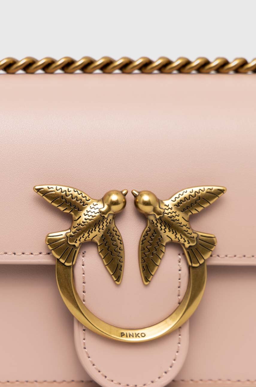 Δερμάτινη τσάντα Pinko χρώμα: ροζ, 100074 A0F1 φωτογραφία