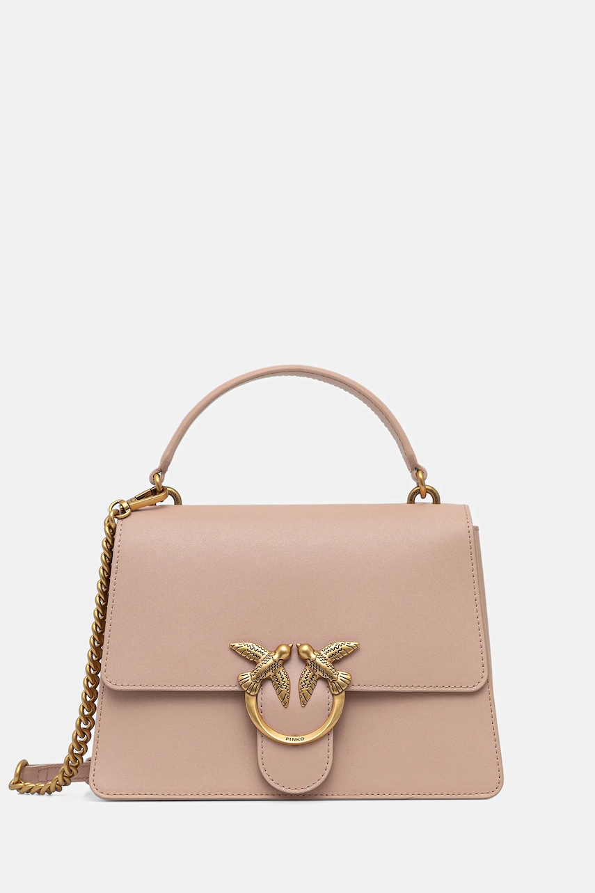 Шкіряна сумочка Pinko колір рожевий