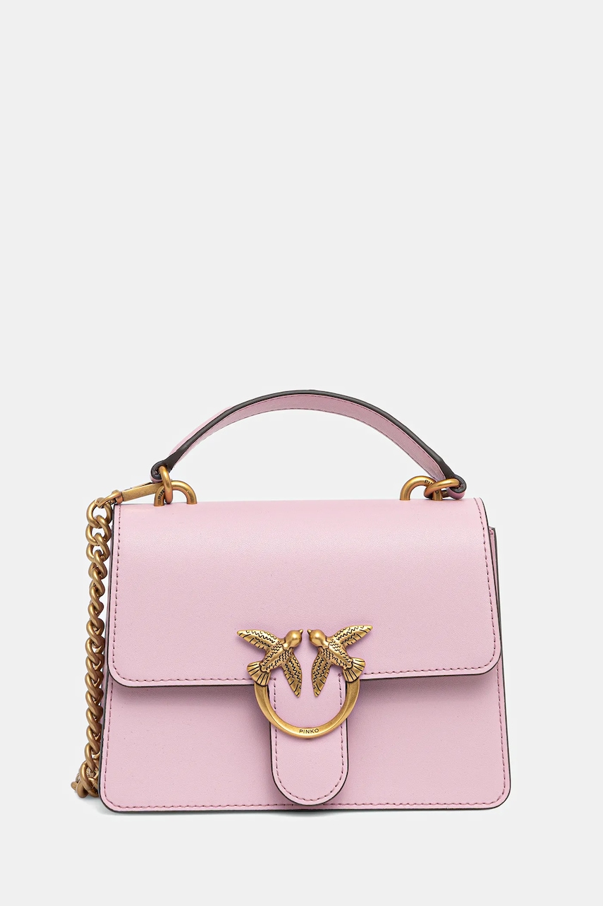Pinko torebka skórzana kolor różowy 100071 A0F1