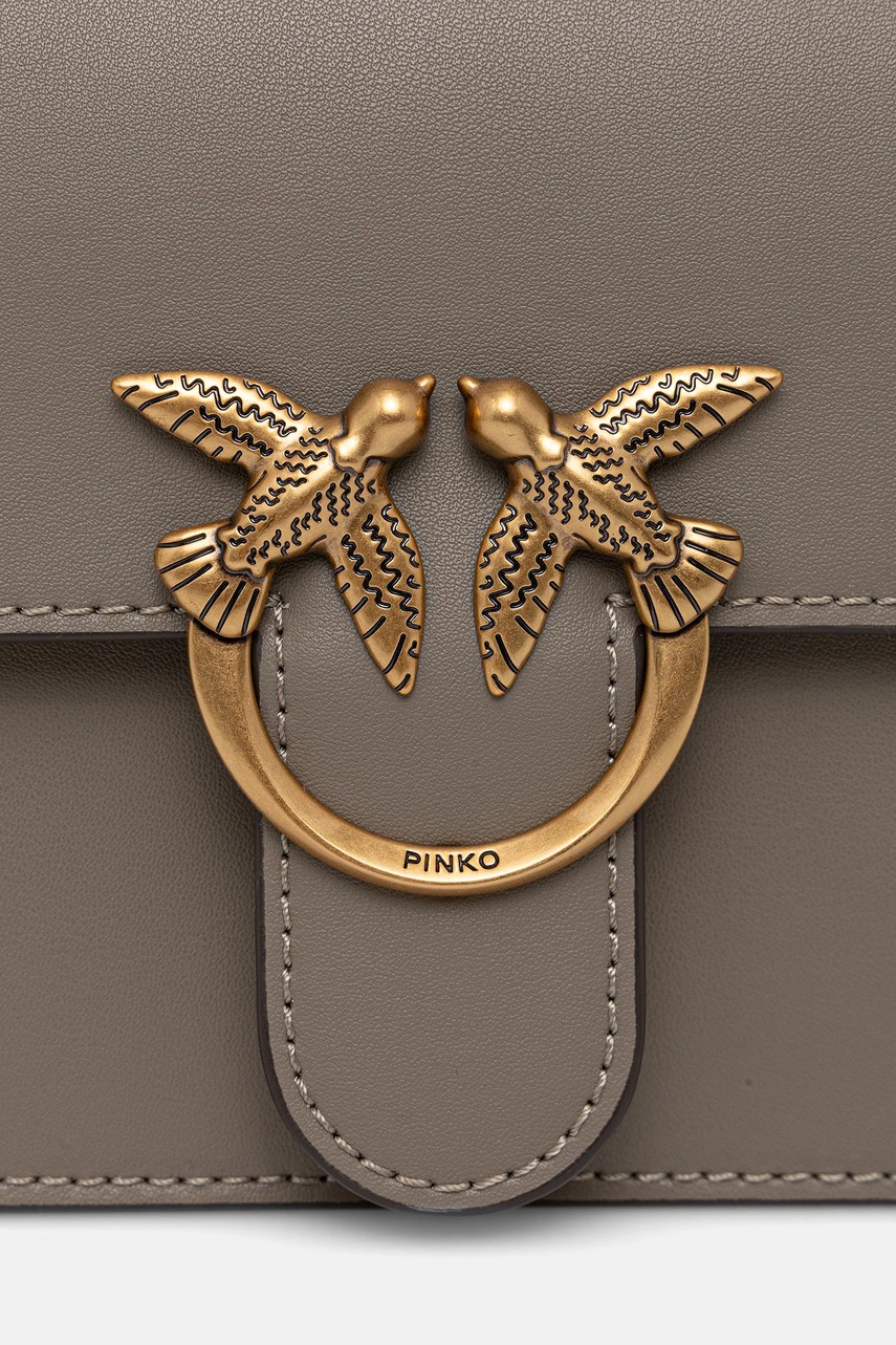 Δερμάτινη τσάντα Pinko χρώμα: γκρι, 100071 A0F1 φωτογραφία