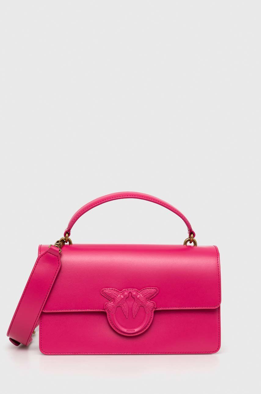 Levně Kožená kabelka Pinko růžová barva