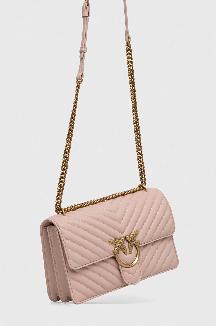 Δερμάτινη τσάντα Pinko χρώμα: ροζ, 100941 A0GK φωτογραφία