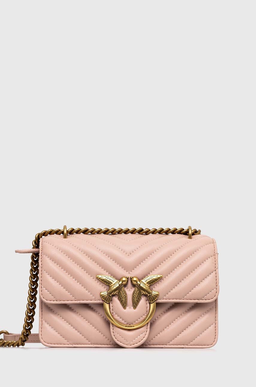 

Кожаная сумочка Pinko цвет розовый