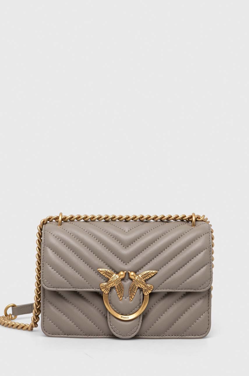 

Кожена чанта Pinko в сиво 100074.A0GK, Сив