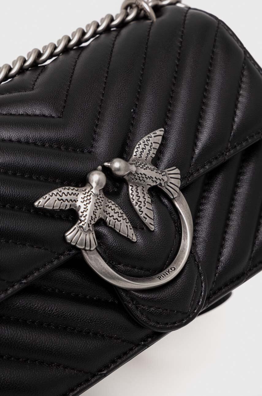 Δερμάτινη τσάντα Pinko χρώμα: μαύρο, 100074 A0GK φωτογραφία