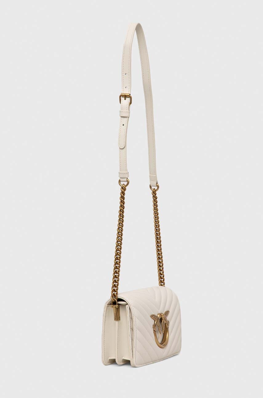 Δερμάτινη τσάντα Pinko χρώμα: άσπρο, 100067 A0GK φωτογραφία