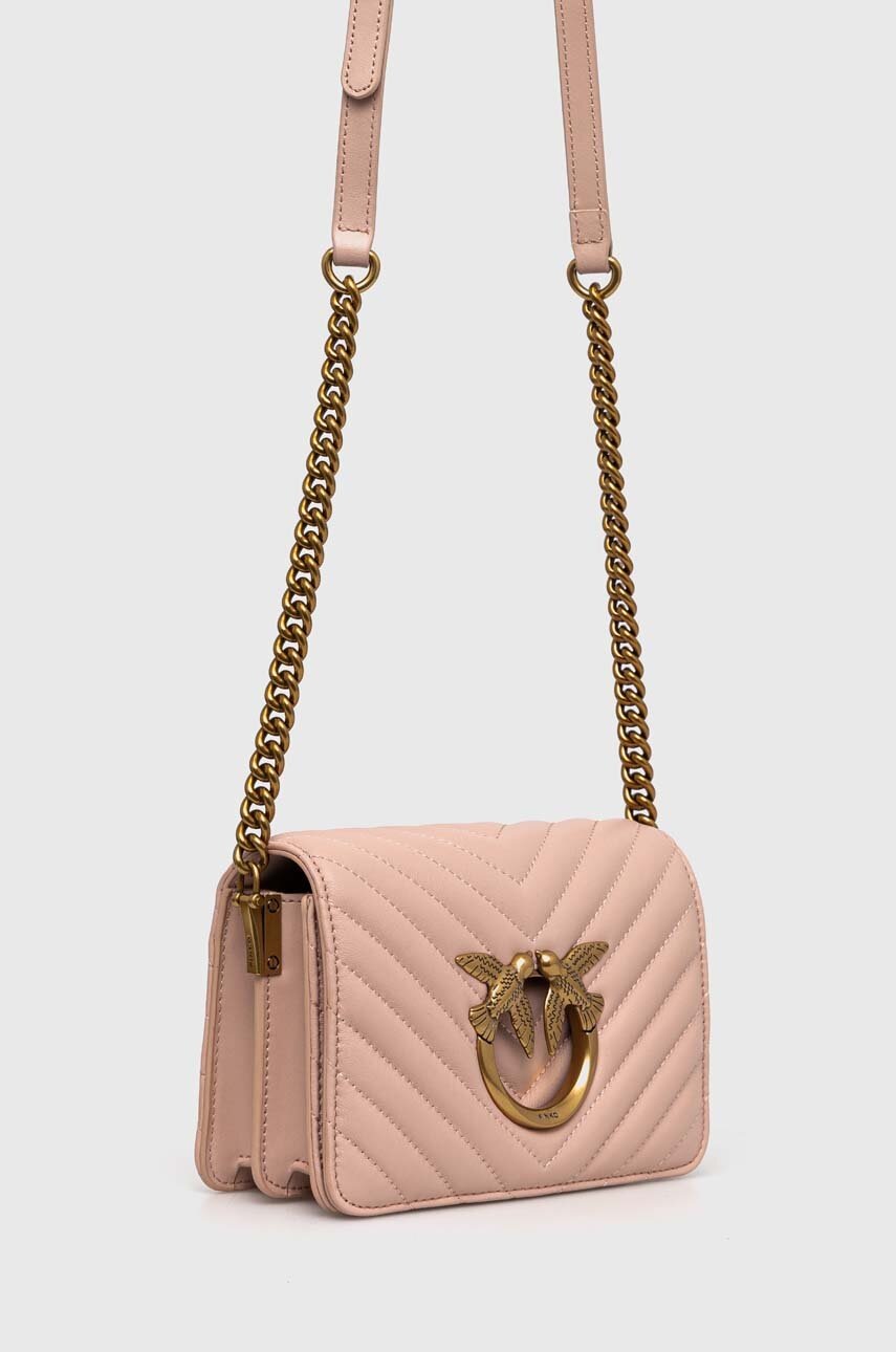 Δερμάτινη τσάντα Pinko χρώμα: ροζ, 100067 A0GK φωτογραφία