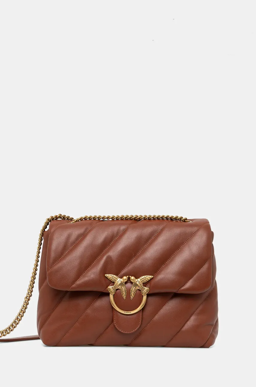 Pinko torebka skórzana kolor brązowy 100037 A0F2