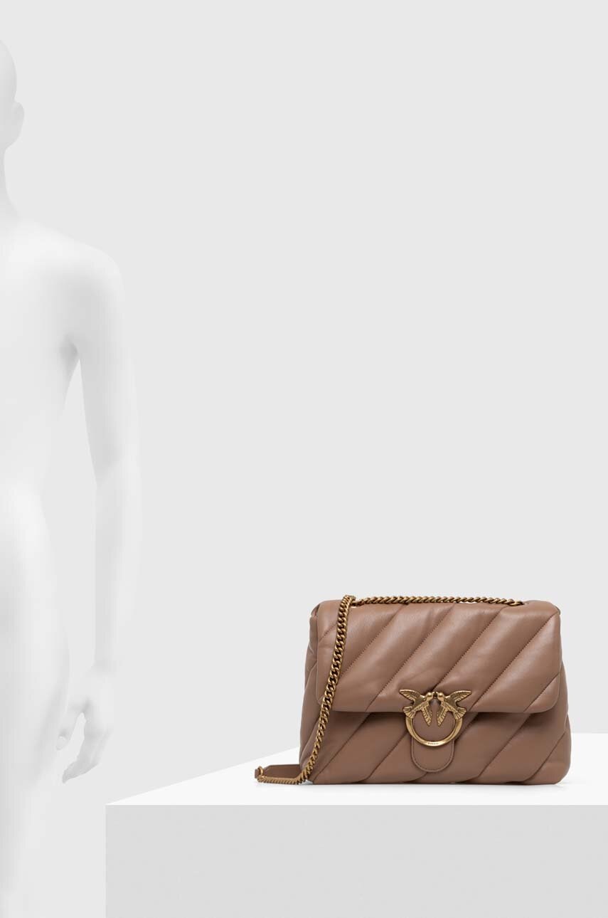 Δερμάτινη τσάντα Pinko χρώμα: καφέ φωτογραφία