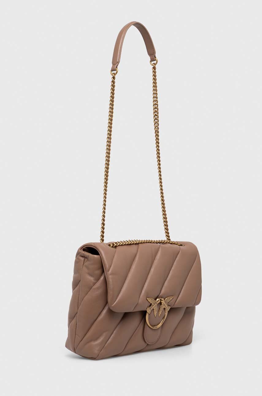 Δερμάτινη τσάντα Pinko χρώμα: καφέ φωτογραφία