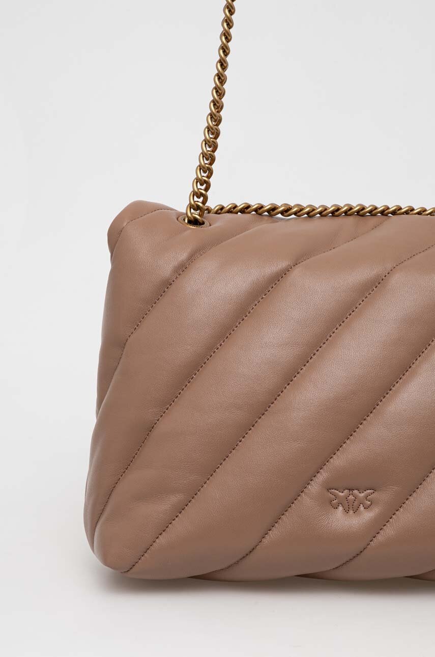 Δερμάτινη τσάντα Pinko χρώμα: καφέ φωτογραφία