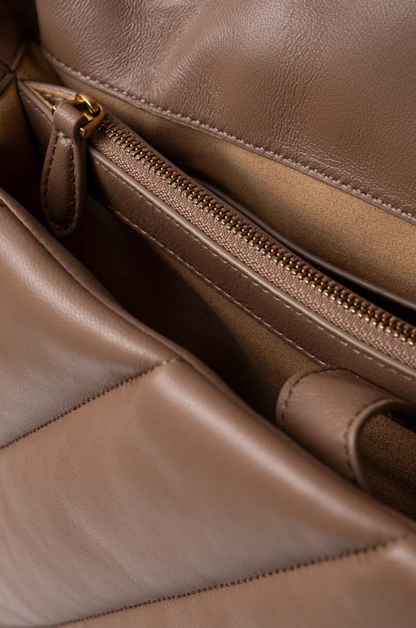 Δερμάτινη τσάντα Pinko χρώμα: καφέ φωτογραφία