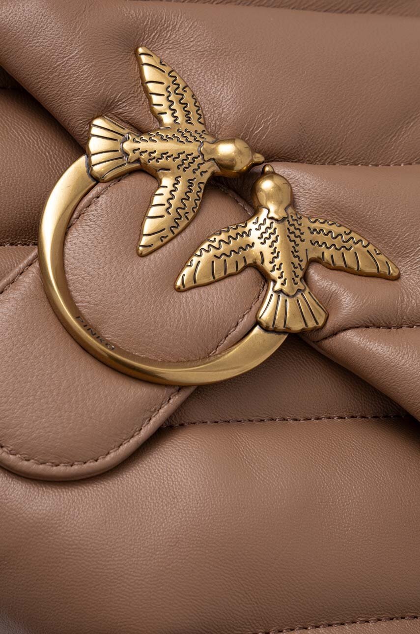 Δερμάτινη τσάντα Pinko χρώμα: καφέ φωτογραφία