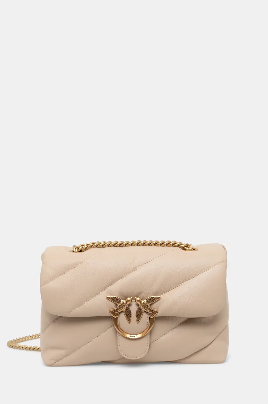 Pinko torebka skórzana kolor beżowy 100038 A0F2