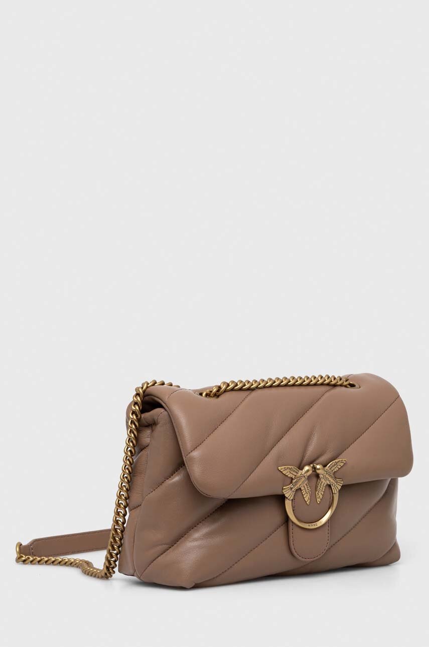 Δερμάτινη τσάντα Pinko χρώμα: καφέ φωτογραφία