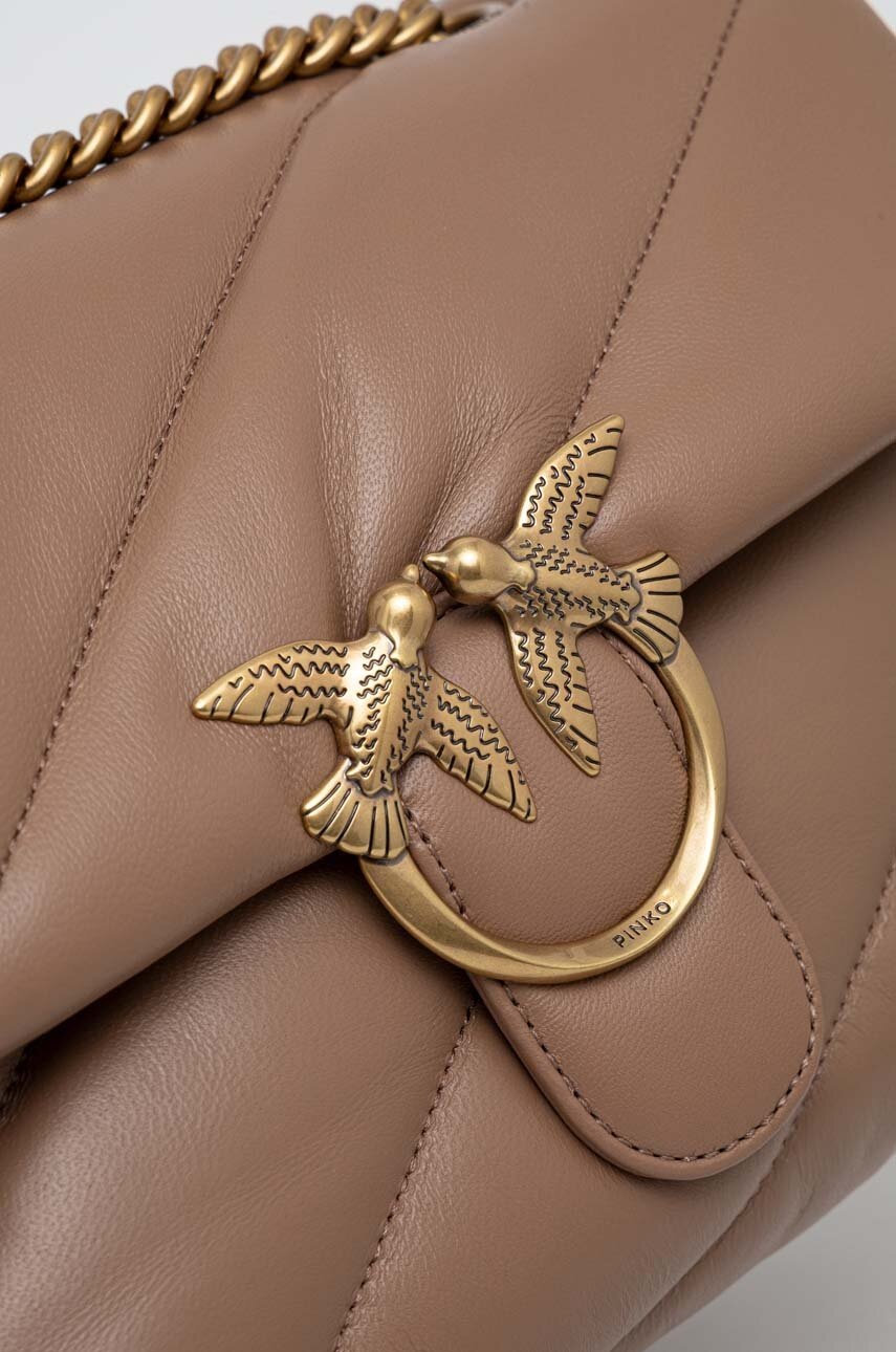 Δερμάτινη τσάντα Pinko χρώμα: καφέ φωτογραφία
