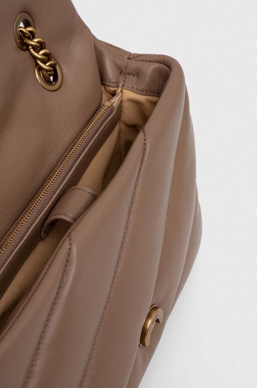 Δερμάτινη τσάντα Pinko χρώμα: καφέ φωτογραφία