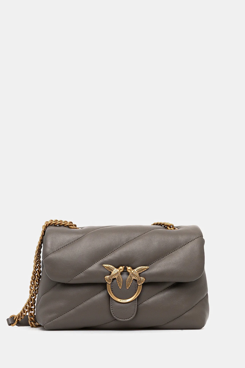 Pinko torebka skórzana kolor szary 100038 A0F2
