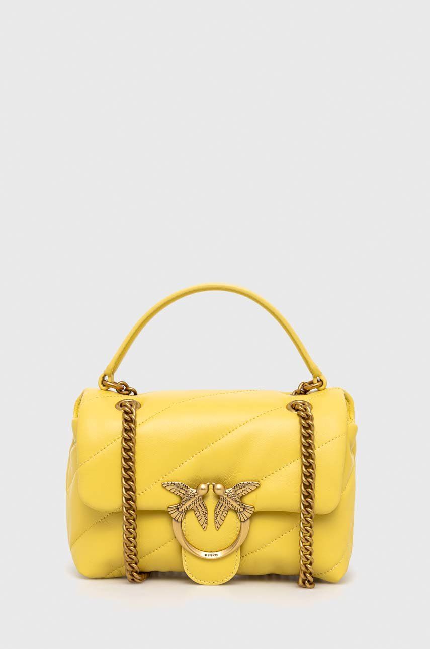 Kožená kabelka Pinko žlutá barva - žlutá - Přírodní kůže