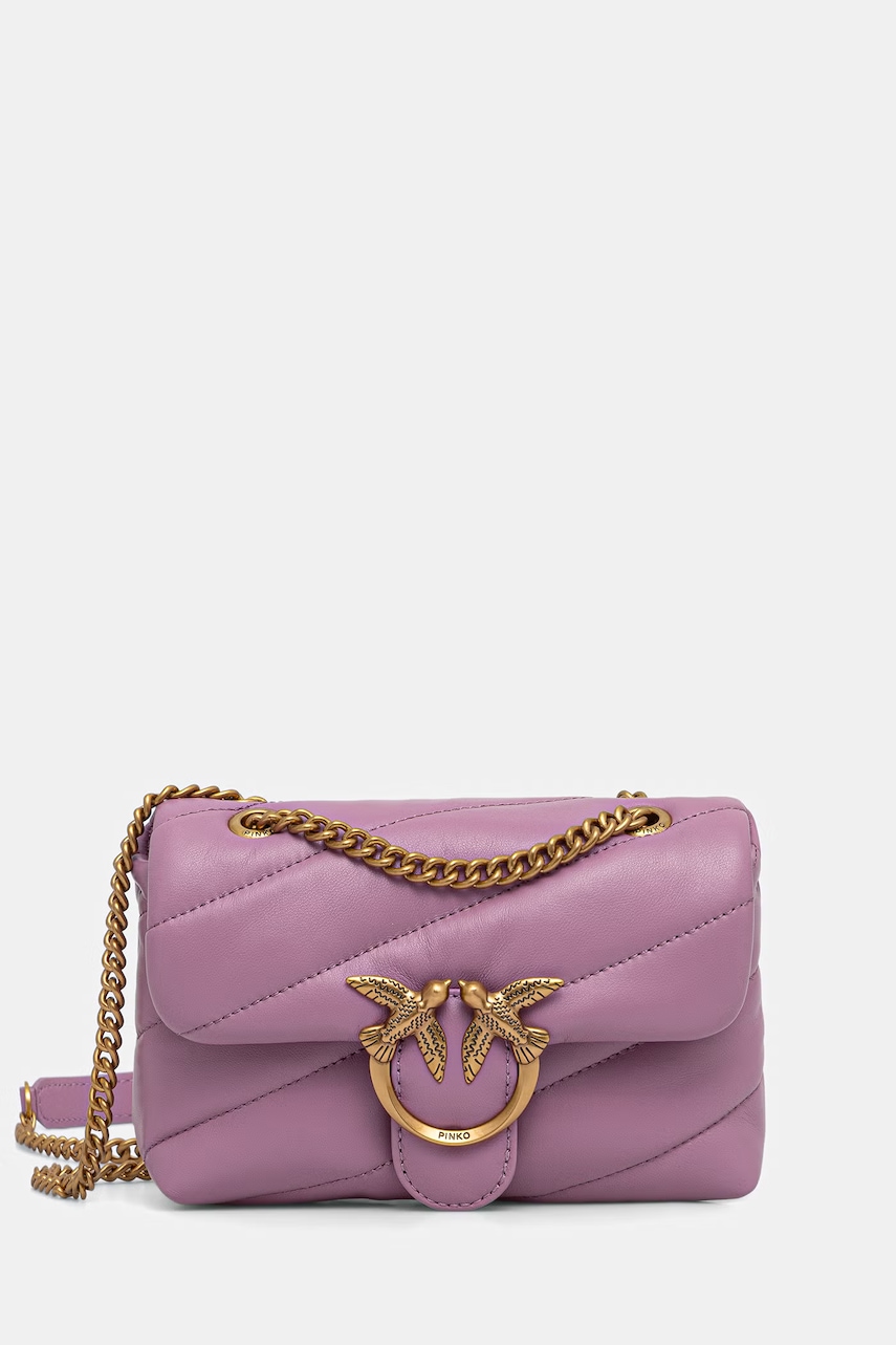 Pinko torebka skórzana kolor różowy 100040 A0F2