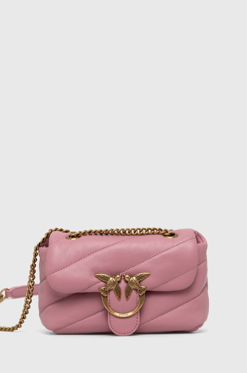 

Кожаная сумочка Pinko цвет розовый