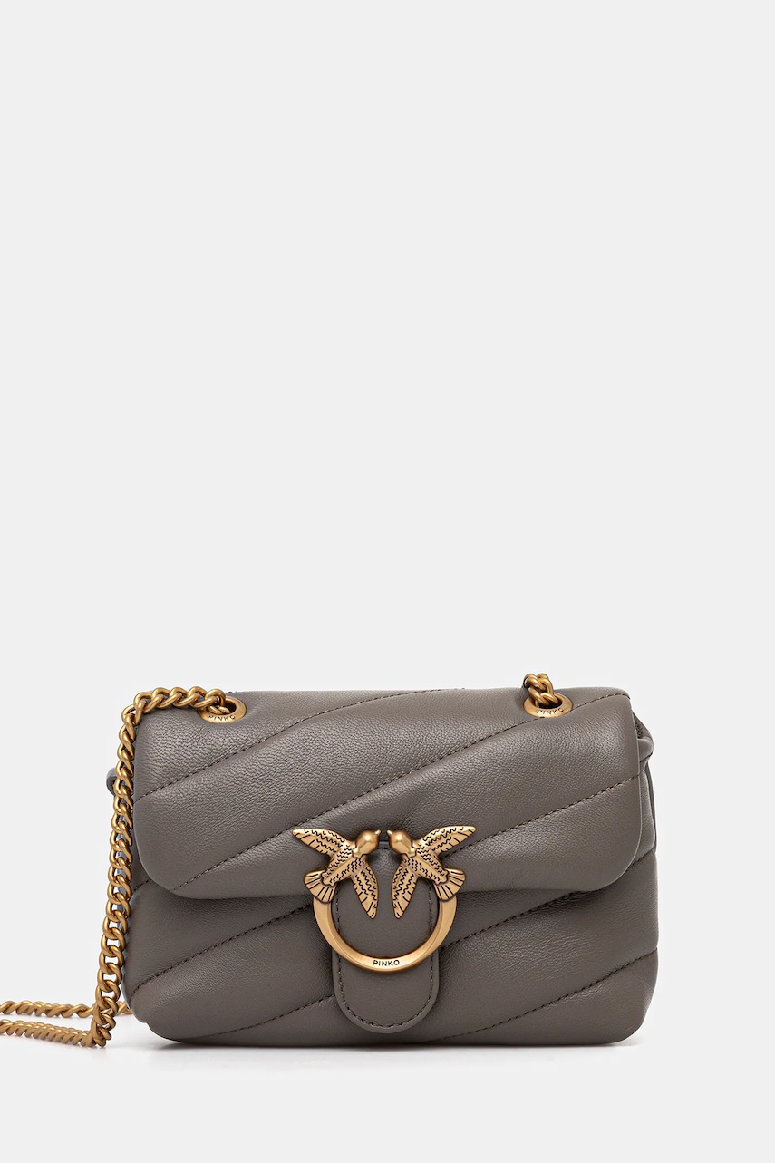 Δερμάτινη τσάντα Pinko χρώμα: μπεζ, 100040 A0F2