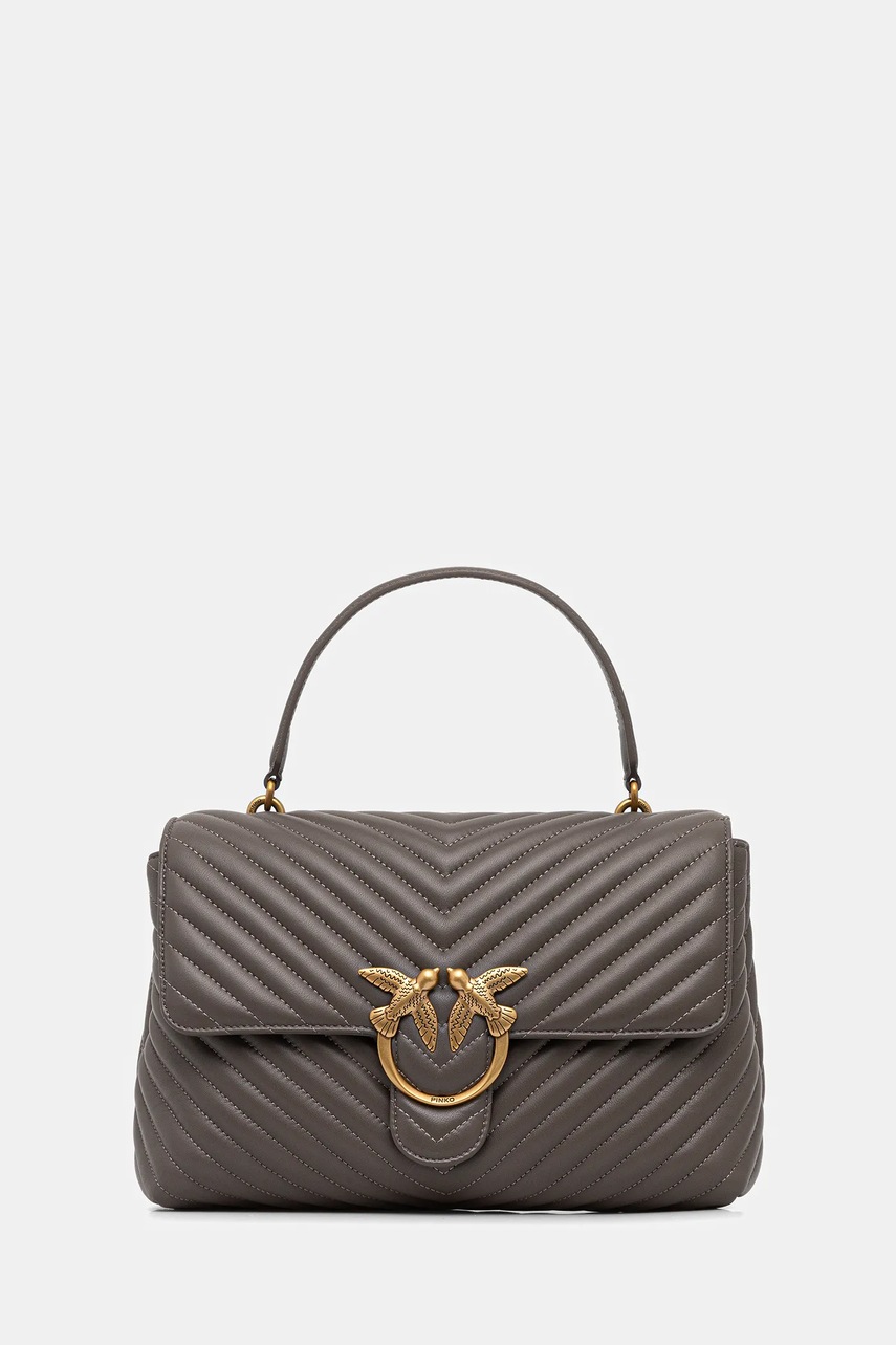 Δερμάτινη τσάντα Pinko χρώμα: μπεζ, 100042 A0GK