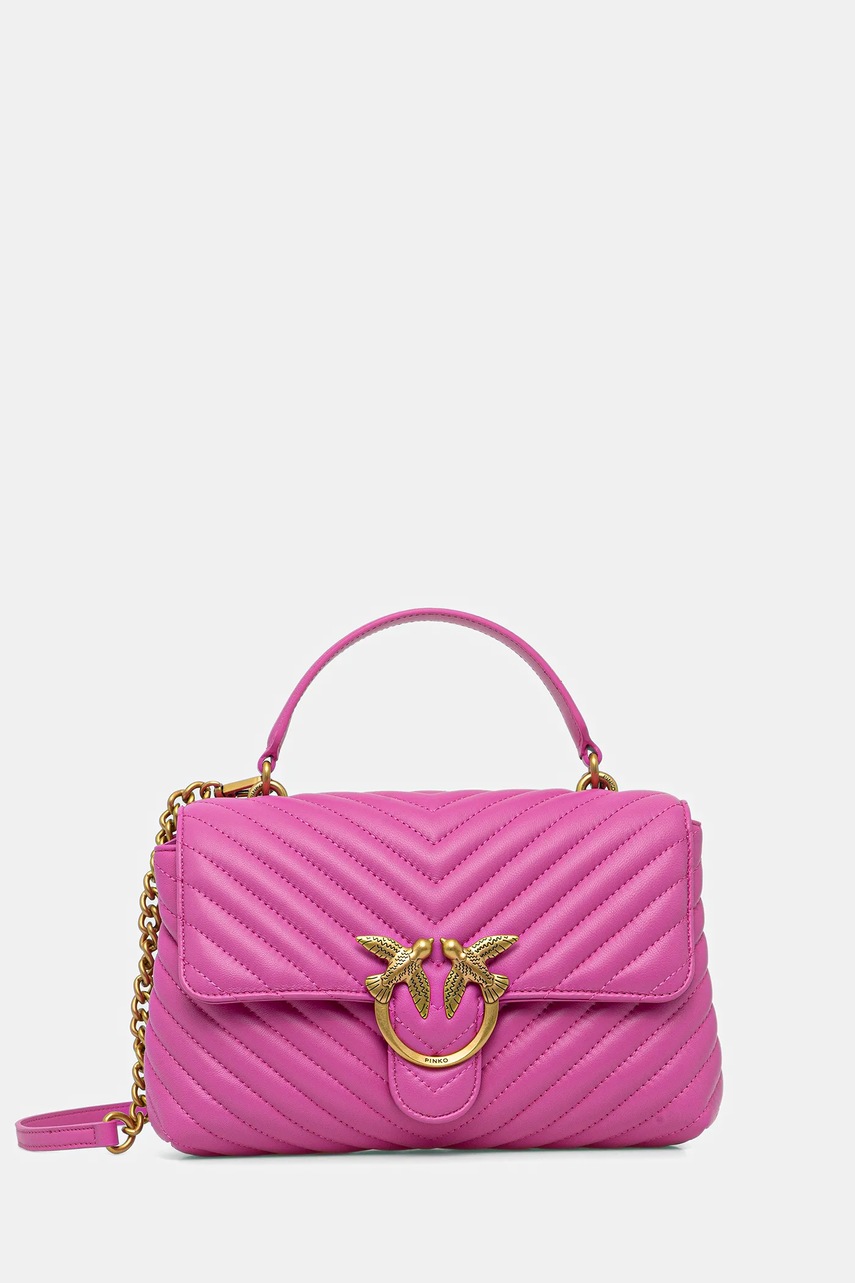 Δερμάτινη τσάντα Pinko χρώμα: μπλε, 100043 A0GK