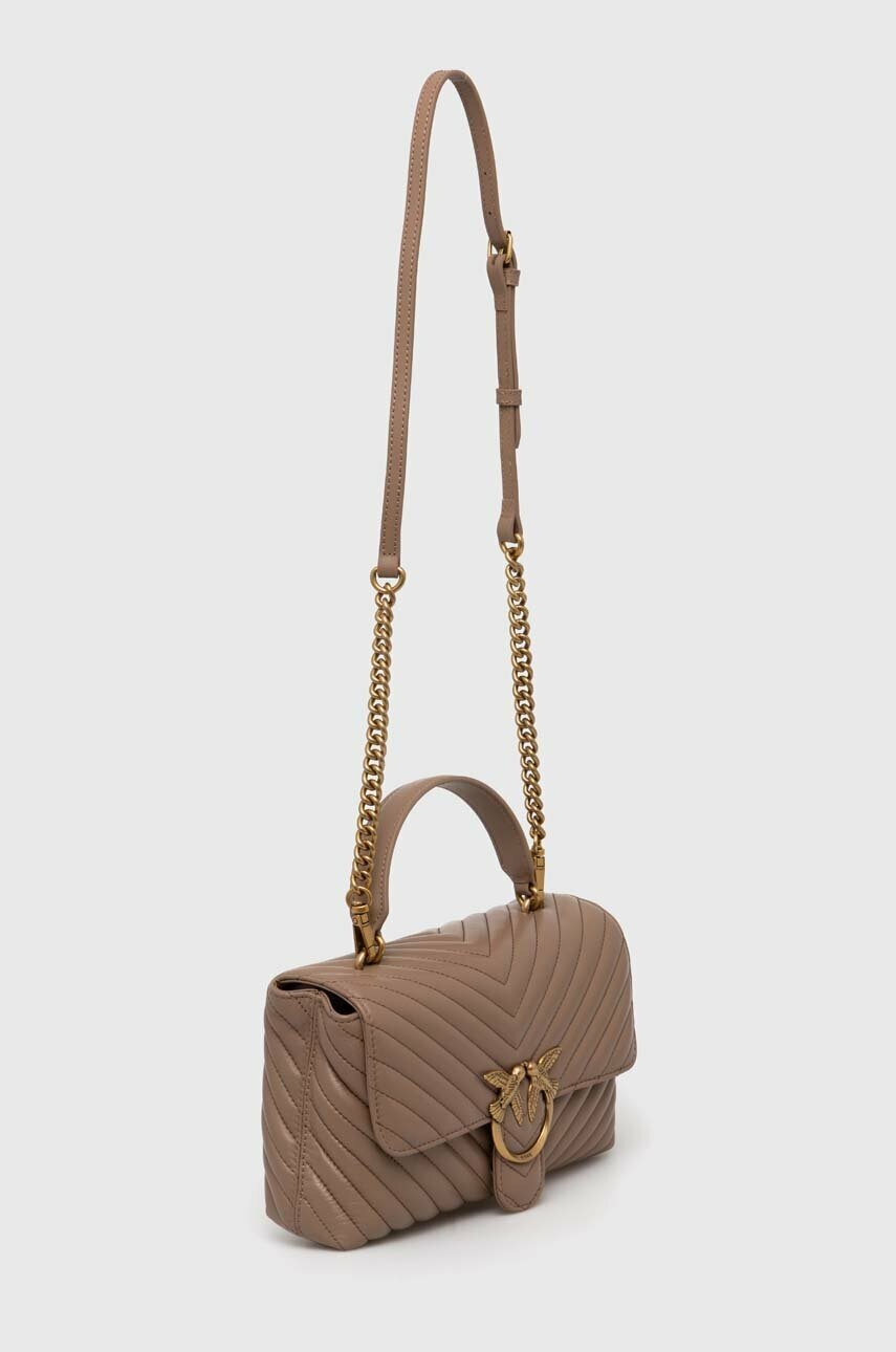 Δερμάτινη τσάντα Pinko χρώμα: μπεζ, 100043 A0GK φωτογραφία