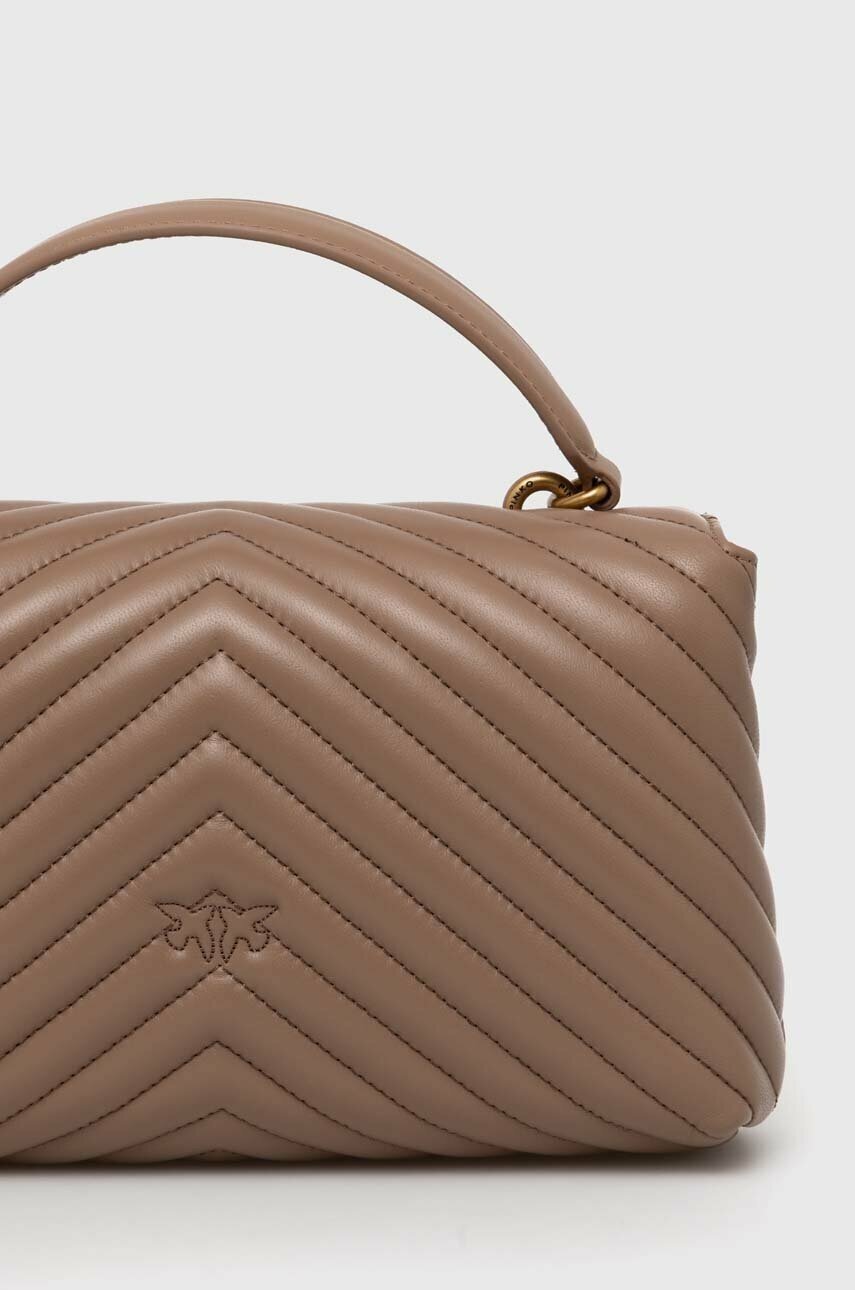 Δερμάτινη τσάντα Pinko χρώμα: μπεζ, 100043 A0GK φωτογραφία