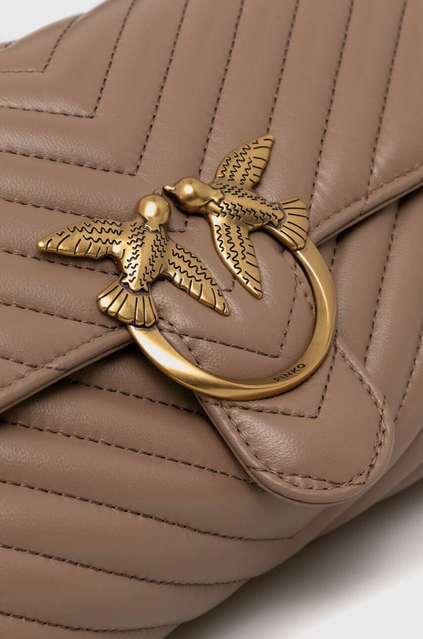 Δερμάτινη τσάντα Pinko χρώμα: μπεζ, 100043 A0GK φωτογραφία