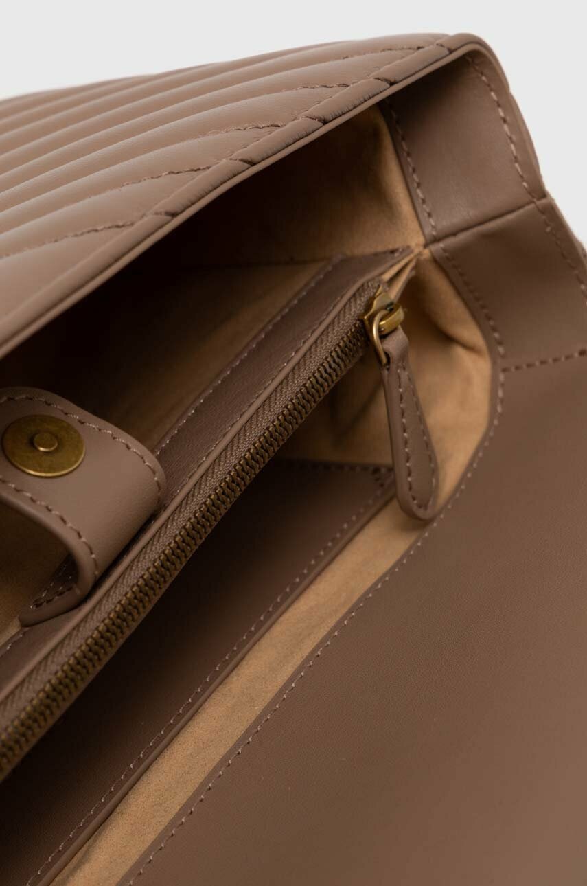 Δερμάτινη τσάντα Pinko χρώμα: μπεζ, 100043 A0GK φωτογραφία